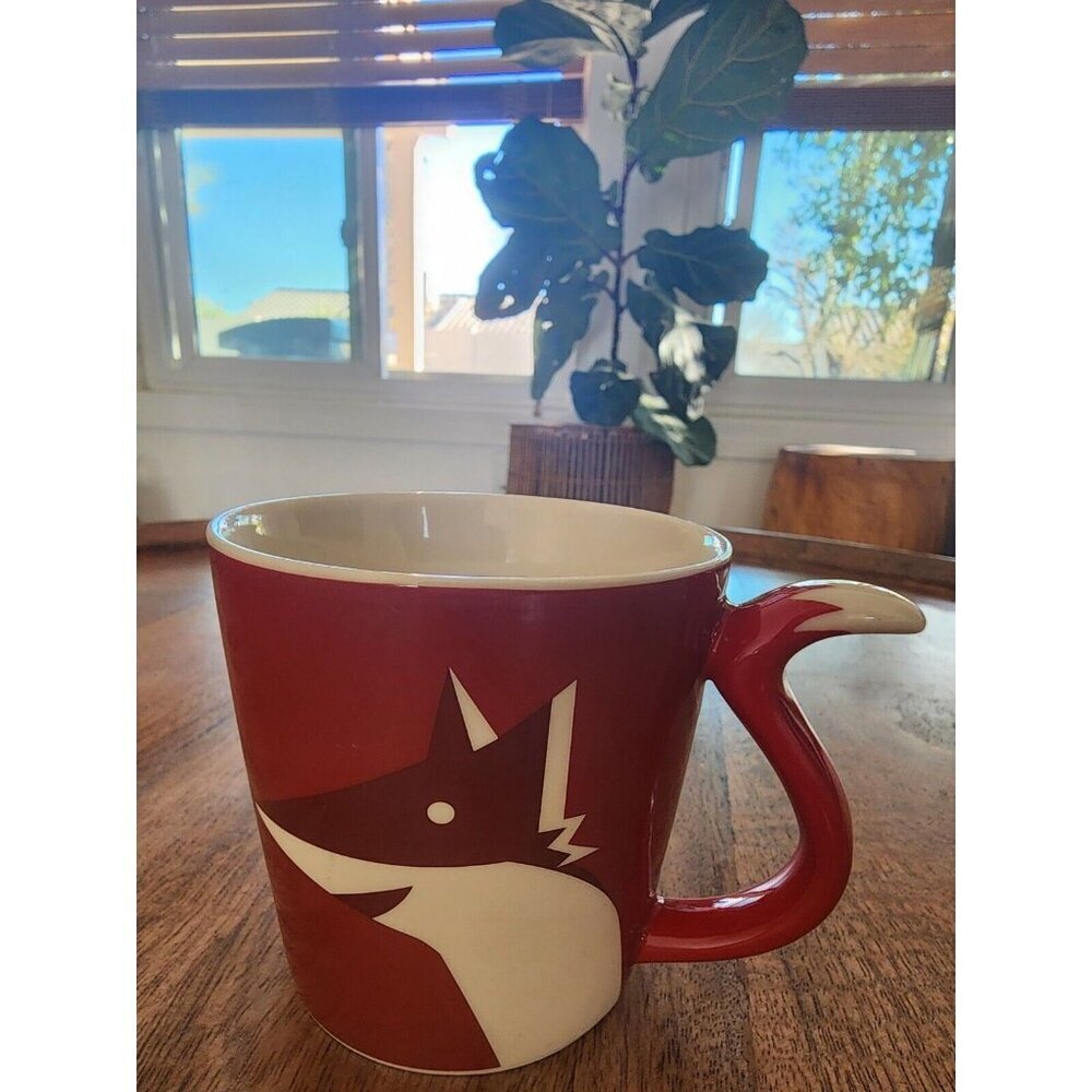 2012 Starbucks Red Fox Tail Handle Coffee Cup Tea Mug | 8oz | Porcelaine
